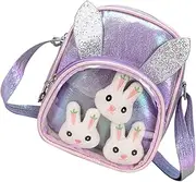 [Minkissy] Chic Zipper Design School Bag Stylish Glittering Sling Bag for Outdoor Travel Strap Lightweight Convenient for Daily Use present for Little