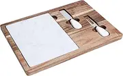 Acacia Wood & Marble Cheese Board Set with Knives – Removable Marble Serving Platter – Charcuterie Board for Entertaining, Grazing, Wine Nights – Perfect for Hosts & Food Lovers