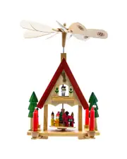 Kurt Adler 12in Wood Alpine House Carousel Tablepiece NoSize NoColor