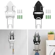 Wall Mount Ironing Holder Iron Holder With Guardrail and Hook Iron Board Hanger◑