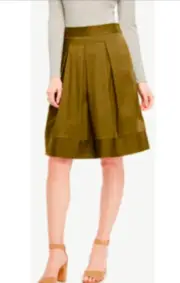 Ann Taylor - Size 18 (XXL) Olive Sprig Green Poplin Pleated Full Skirt $109 (20)