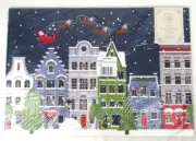 Twinkle Town Set of 6 FLYING SANTA Christmas Winter Holiday Woven Placemats NEW