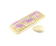 Candy Wireless Keyboard and Mouse Colorful Combos - Amarelo