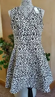 Banana Republic Jacquard Fit n Flare SZ 10 Dress Animal Leopard Print $130 NWT