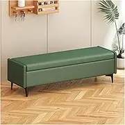 Leather Storage Benches for Bedroom,Bed End Bench with Storage,Storage Ottoman Bench for Living Room,Rectangle Entryway Benches with Storage and Seating(Green,60CM)