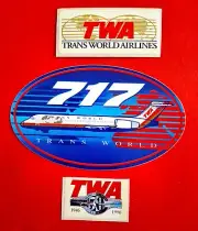 TWA Trans World Airlines Stickers Boeing 717 Double Globe 50 Years Atlantic
