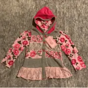 NWT Nannette Brand Light Hooded Jacket Pink Floral Lace Bottom Size 24 Months