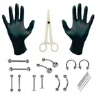 20x/Set Professional Body Piercing Tool Kit Belly Ear Nose Navel Nipple Needles