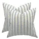 Farmhouse Linen Throw Pillow Cover, Striped Decorative Retro Pillowcase for S...