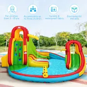 Costway 4.8x4.1M Inflatable Water Park Play Center Jumping Castle Bouncer House Water Slide Splash Pool Outdoor w/Double Slides NO Blower