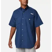 在飛比找蝦皮購物優惠-Columbia 美版防曬UPF50+ 深藍短袖戶外休閒襯衫