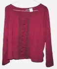 Joe Boxer Mauve /Maroon Long Sleeve Top Lace Front Junior Size Plus 3X NWT