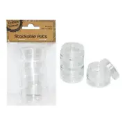 16pcs Stackable Round Pot Jars Mini Pots Jar Clear Plastic Craft Storage Bulk