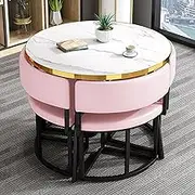 Exquisite Modern Dining Table and Chair Set for Office Reception Room Club and Home Living Room Pink Dining Table and Chair Combination for Kitchen Bar Balcony Bedroom Library and Billiard Hall.