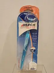 Vintage old Stock Reach Flosser Plus 8 Heads Dental Floss Blue Access NEW NIP