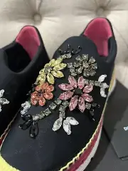 Dolce & Gabbana Black Fabric Crystal Embellished Slip-on
