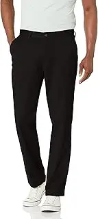 [Nautica] Mens Classic Fit Flat Front Stretch Solid Chino Deck Pant, True Black, 42W x 30L