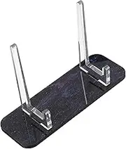 ULTECHNOVO Acrylic Display Stand for Photos and Signs Compact Tabletop Easel Rack Modern Deep Design Versatile Shelf for Showcasing Cards and Plaques Space Saving Organizer