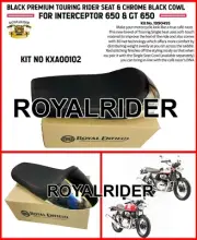 BLACK PREMIUM TOURING RIDER SEAT & CHROME BLACK COWL FOR INTERCEPTOR & GT 650