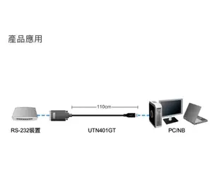 Uptech登昌恆 UTN401A USB to RS-232訊號轉換器