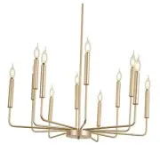 Modern Farmhouse Gold Chandelier, 12-Light Rustic Candle Chandelier,