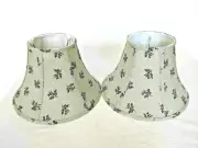 Farmhouse Green Checkered Fabric Lamp Shade rose bud print, New $69 set of 2