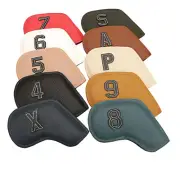 10Pcs/set Head Covers Headcover Premium Leather Two-Sides Numbers Golf Iron Club