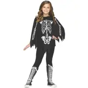 Fun World Girls' Skeleton Pullover Costume - Size 4-14 - Black