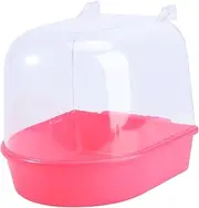 DINHEAROM Caged Bird Bath for Small Birds Covered Design for Parrots Canaries Budgies Bath Cage for Birds Red