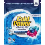 Cold Power Laundry Capsules Advanced Clean 18 pack