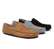 EVERAU® Men Leather Casual Summer Moccasins Beau - Black / AU Ladies 10 / AU Men 8 / EU 41