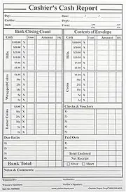 100 Cashier Depot Cashier's Cash Report Envelopes, 6" x 9", Open End, Heavy 28lb. White, Peel & Seal Closure, 100 Envelopes