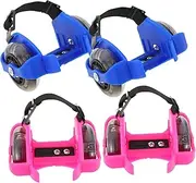 2 Pairs Roller Skates Heel Roller Skates Flashing Heel Wheels Skate Adjustable Skate Roller Glowing Heel Roller Kid Flat Skate Roller Kick Roller Shoes Jet Heel Wheels PVC