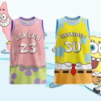 在飛比找蝦皮購物優惠-籃球服男女兒童比賽訓練隊服海綿寶寶派大星球衣