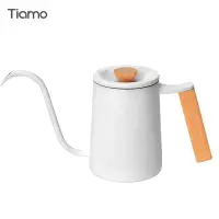 在飛比找momo購物網優惠-【Tiamo】質感櫸木方把手細口壺 600ml - 霧白(H