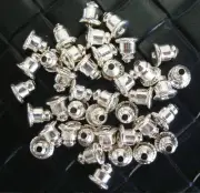 40 Earring backs bullet clutches strong basic no tip Silver plated FPE100