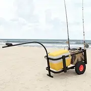 Fishing Trolley Black Steel,Bike Trailer Cargo in Steel Frame,ExtraStorage Carrier with Hitch