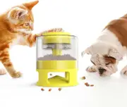 Dog and Cat Food Dispenser - Pet Toy with Automatic Button - Slow Feeder, Intellectual Training for