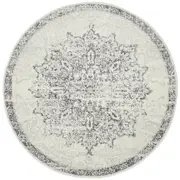 Cameron Silver Medallion Pattern Round Rug