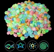 100x Mix Colour Pebbles Stone Glow Dark Home Garden Walkway Aquarium Fish Tank