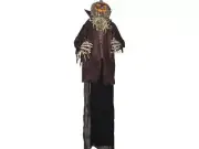 72" Pumpkin Man Light Up Scarecrow Head Halloween Prop Haunted House LED Hanging