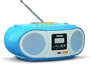 TechniSat DIGITRADIO 1990 Benjamin Blümchen Edition Stereo Boombox with DAB+/FM Radio and CD Player (Bluetooth Audio Streaming, Headphone Jack, USB, Charging Function, AUX in, Carry Handle, 3 W) Blue