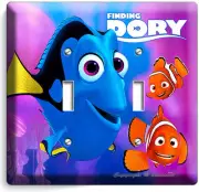 FINDING DORY PINK JELLYFISH NEMO DOUBLE LIGHT SWITCH WALL PLATE OCEAN KIDS ROOM