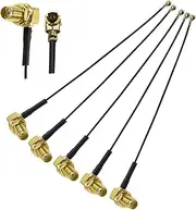 5PCS IPX U.FL to SMA Coax Cable, Right Angle SMA Female to MHF1 IPX UFL 1.13mm Pigtail Cable, 6Inch(15cm) Low Loss U.FL Elbow SM A Female Extension Jumper for Radios, Antenna, Mini PCI