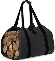 AfitLulu Firewood Rack Outdoor, Foldable Camping Tote with 20kg, Waterproof Firewood Holder with Handheld for Camping, Hiking, and Wilderness Survival (Black)