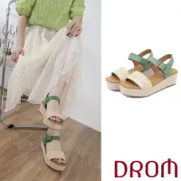 在飛比找momo購物網優惠-【DROM】厚底涼鞋 一字涼鞋/歐美時尚清新草編一字帶坡跟厚