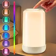 Night Light, Touch Lamps for Bedrooms Living Room, Multi-Color RGB RechargeableTable Bedside Lamps Internal Battery Dimmable Warm White Light & Color Changing RGB