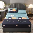 Dark-colored Cartoon Bed Decor Set Fitted Sheet Single/Double/Queen/King Size