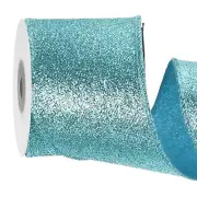 2.5 Inch Glitter Wired Ribbon, Light Blue Sparkly Iridescent Ribbon 5 Yard