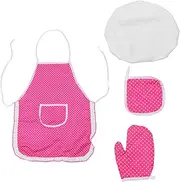 Kisangel 1 Set Apron Suit Apron and Hat Apron Girl Play Kitchen Apron Baking Apron Kitchen Suits Mitt Girl Chef Outfit Apron Rosy Cloth